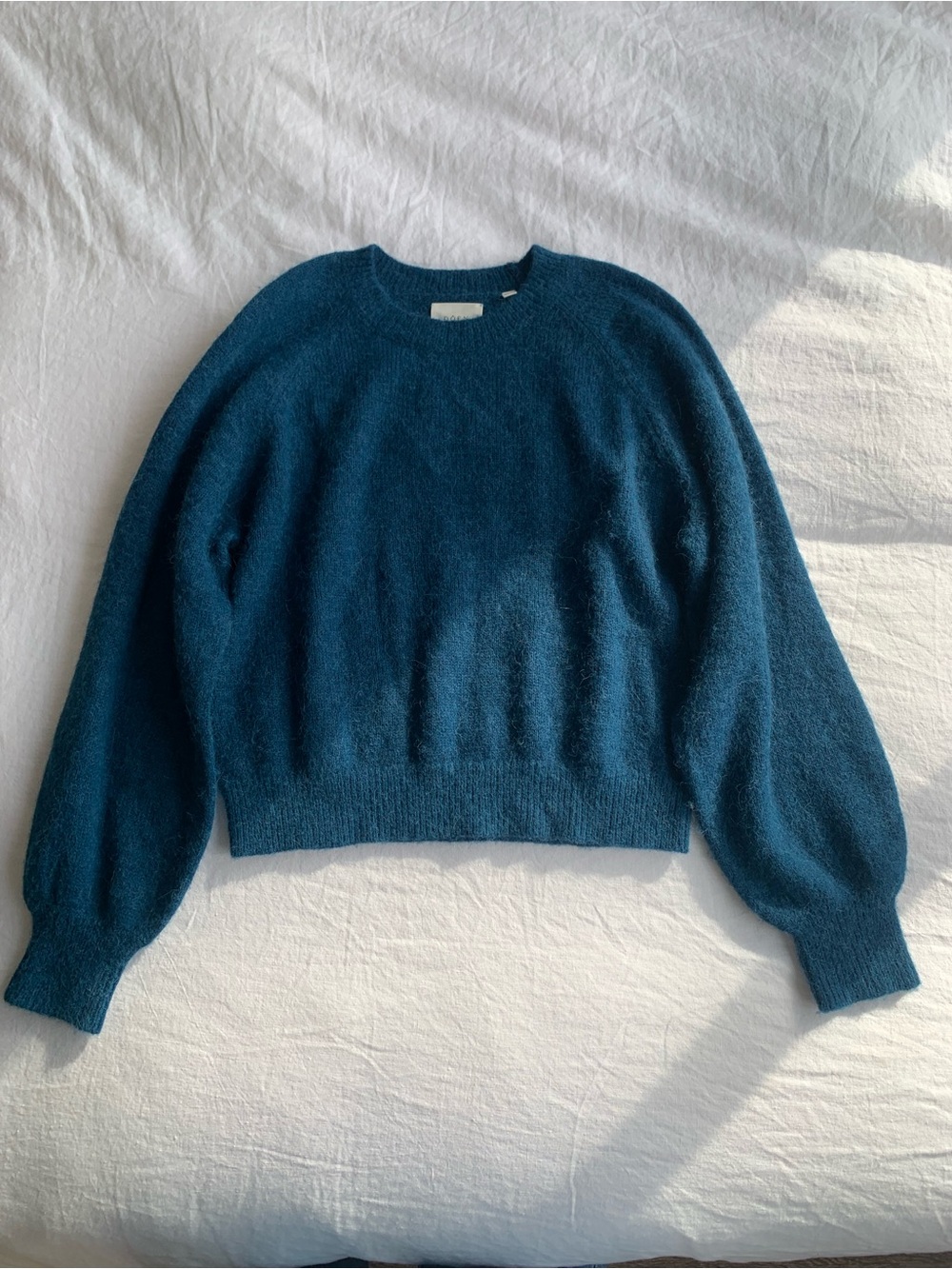 Doen Marsena Wool Alpaca Raglan Crewneck Knit Sweater Top Deep Sapphire Blue - Picture 6 of 12